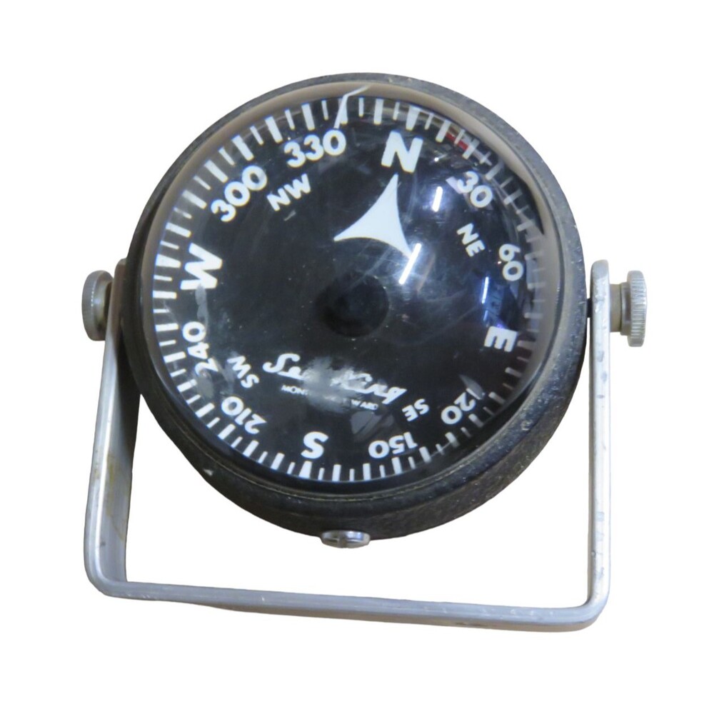 Vintage Sea King Aqua Meter Lighted Boat Compass Navigator Used